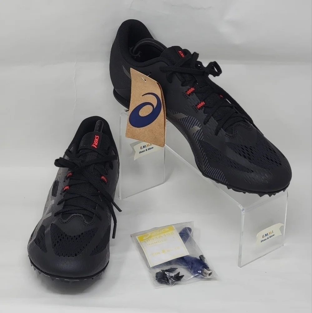 ASICS Hyper MD 8 Low Black Gunmetal Track Spikes 1093A198-001 Men's Size Multi